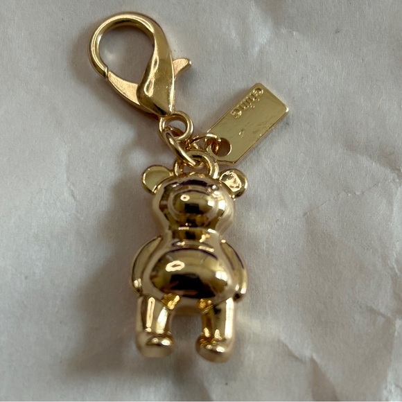 Coach | NWOT Gold Mini Teddy Bear Bag Charm or Zipper Pull - Picture 1 of 8